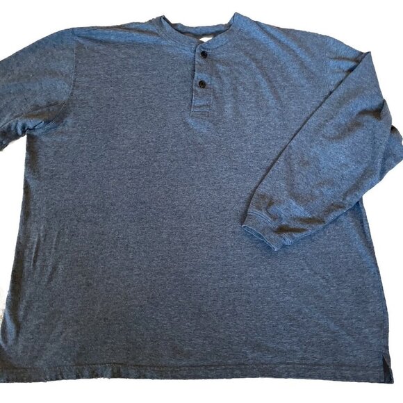 Faded Glory Henley Shirt Mens 2XL XXL Gray Long Sleeve Cotton Knit Buttons - Picture 1 of 9